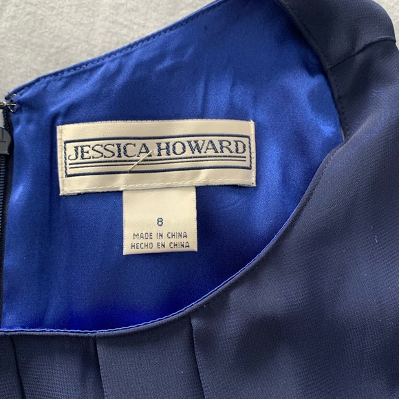 Blue chiffon cocktail dress with two beautiful flowers - Picture 3 of 3